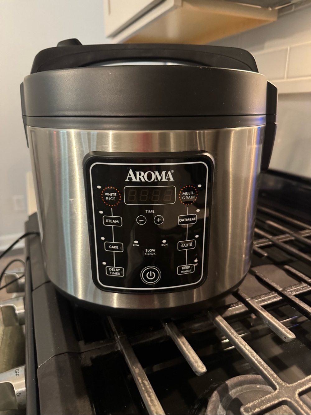 Aroma Home Stainless Steel and Black Multi-Function Rice Cooker